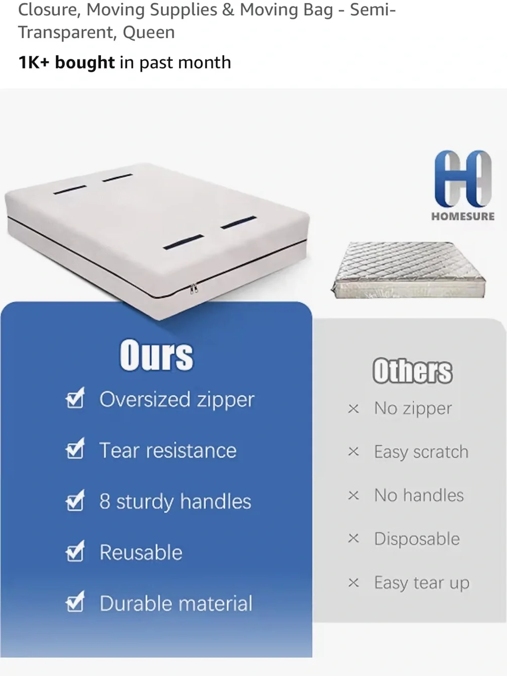 Mattress protector bag for moving with straps